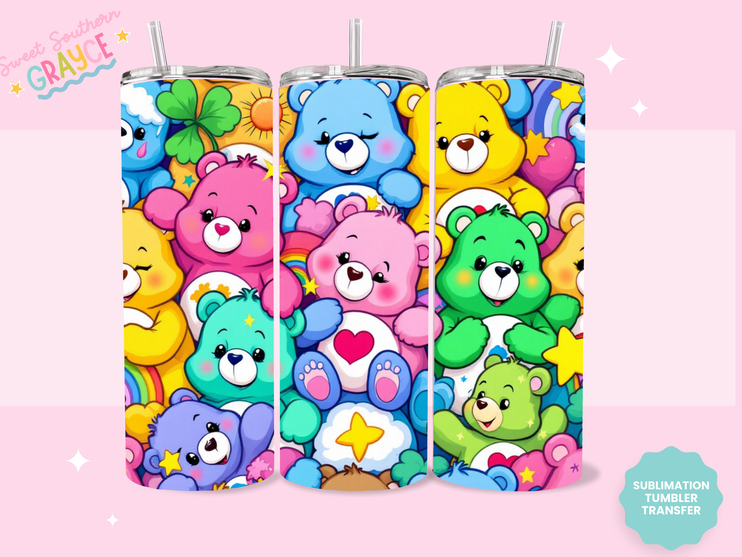 20oz SUBLIMATION TRANSFER - COLORFUL BEARS