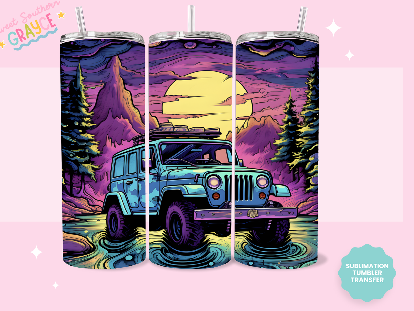 20oz SUBLIMATION TRANSFER - COLORFUL JEEP