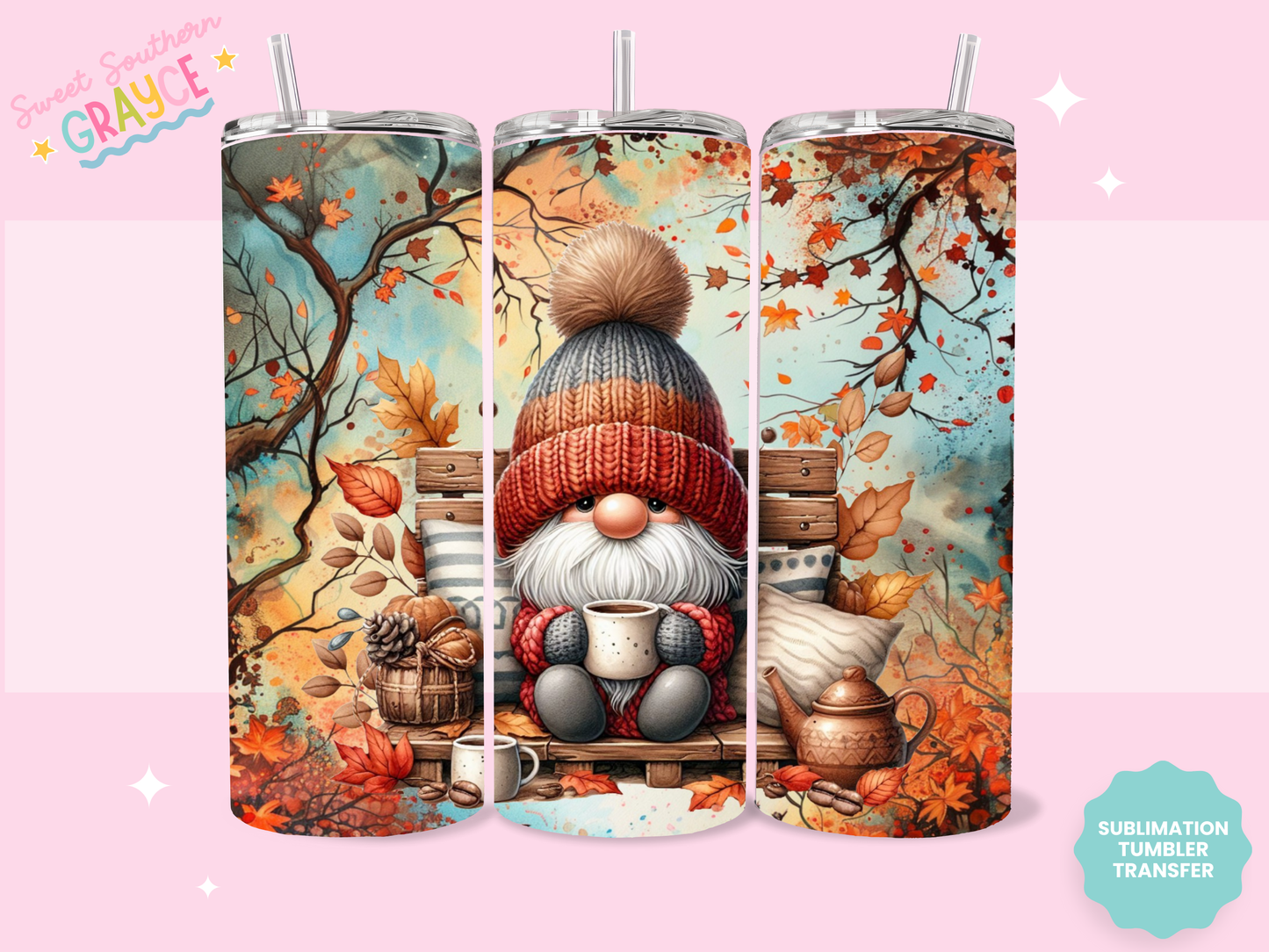 20oz SUBLIMATION TRANSFER - FALL GNOME