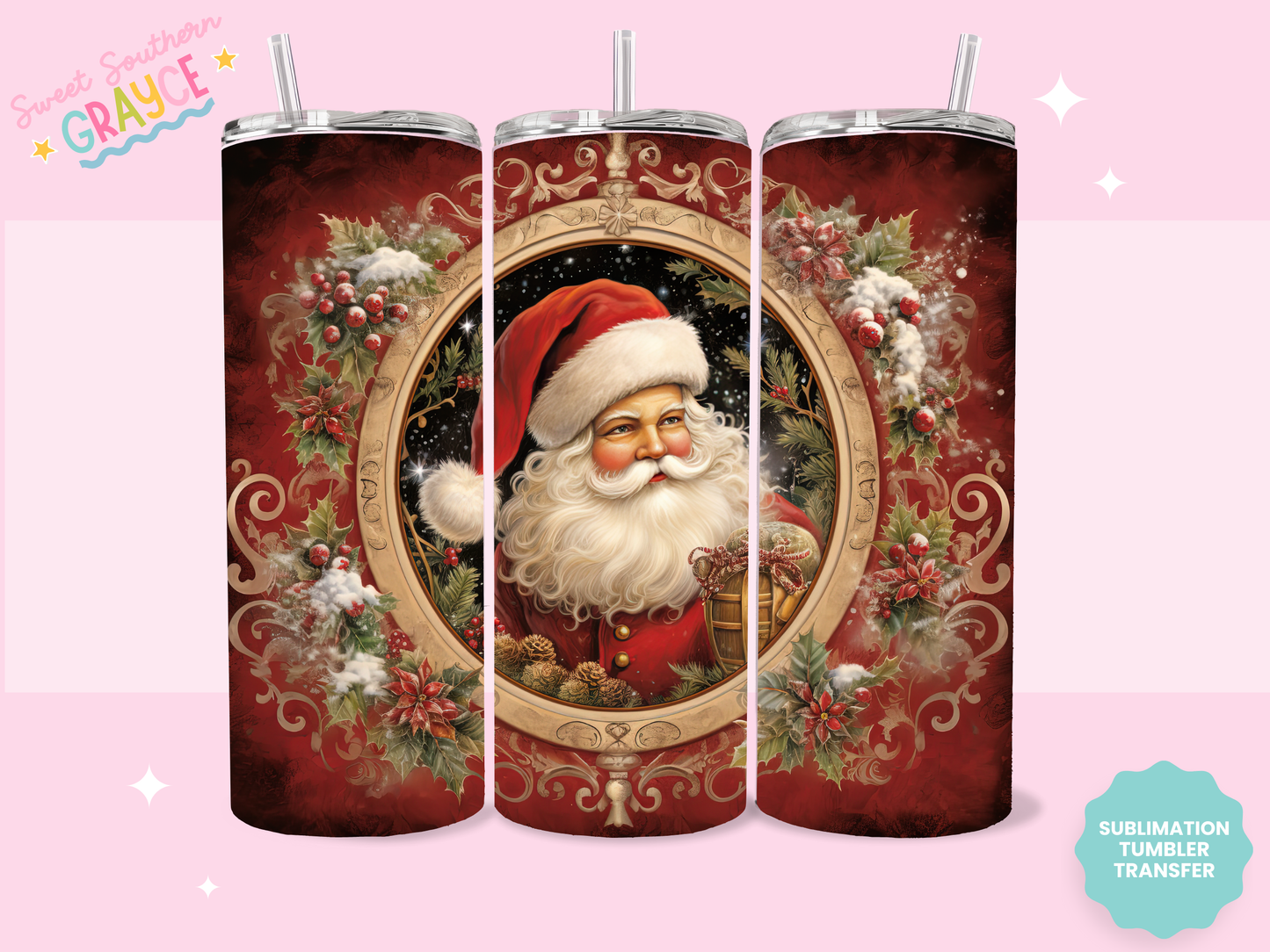 20oz SUBLIMATION TRANSFER - PICTURE SANTA