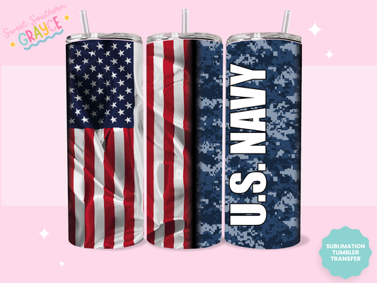 20oz SUBLIMATION TRANSFER - US ARMY NAVY FLAG