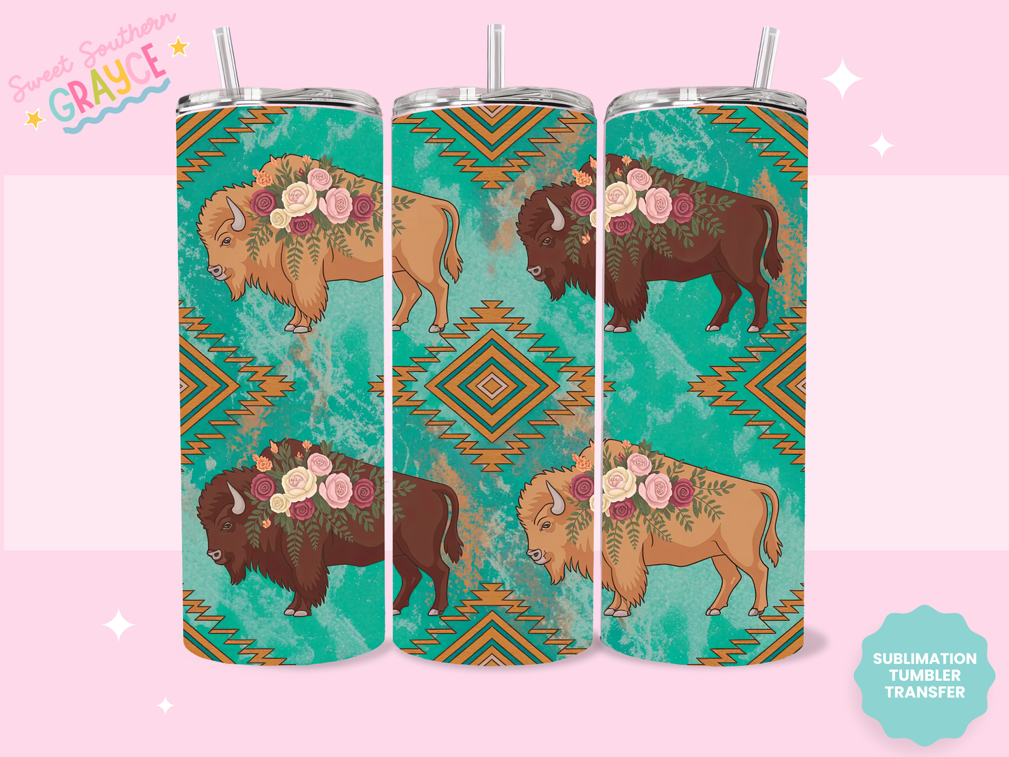 20oz SUBLIMATION TRANSFER- WESTERN BISON