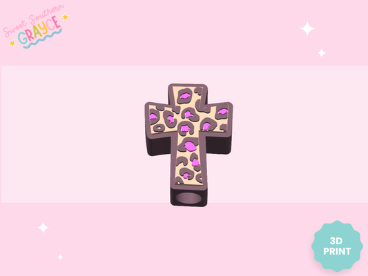 3D STRAW TOPPER- CHEETAH CROSS