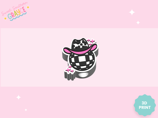 3D STRAW TOPPER- COWGIRL DISCO BALL