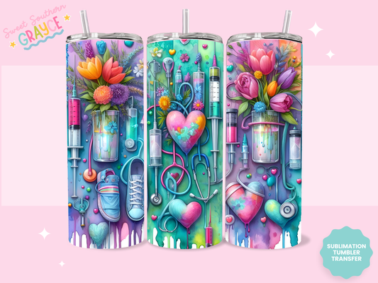 20oz SUBLIMATION TRANSFER - COLORFUL NURSING THINGS