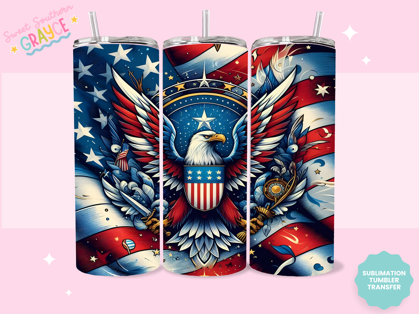 20oz SUBLIMATION TRANSFER - AMERICAN EAGLE