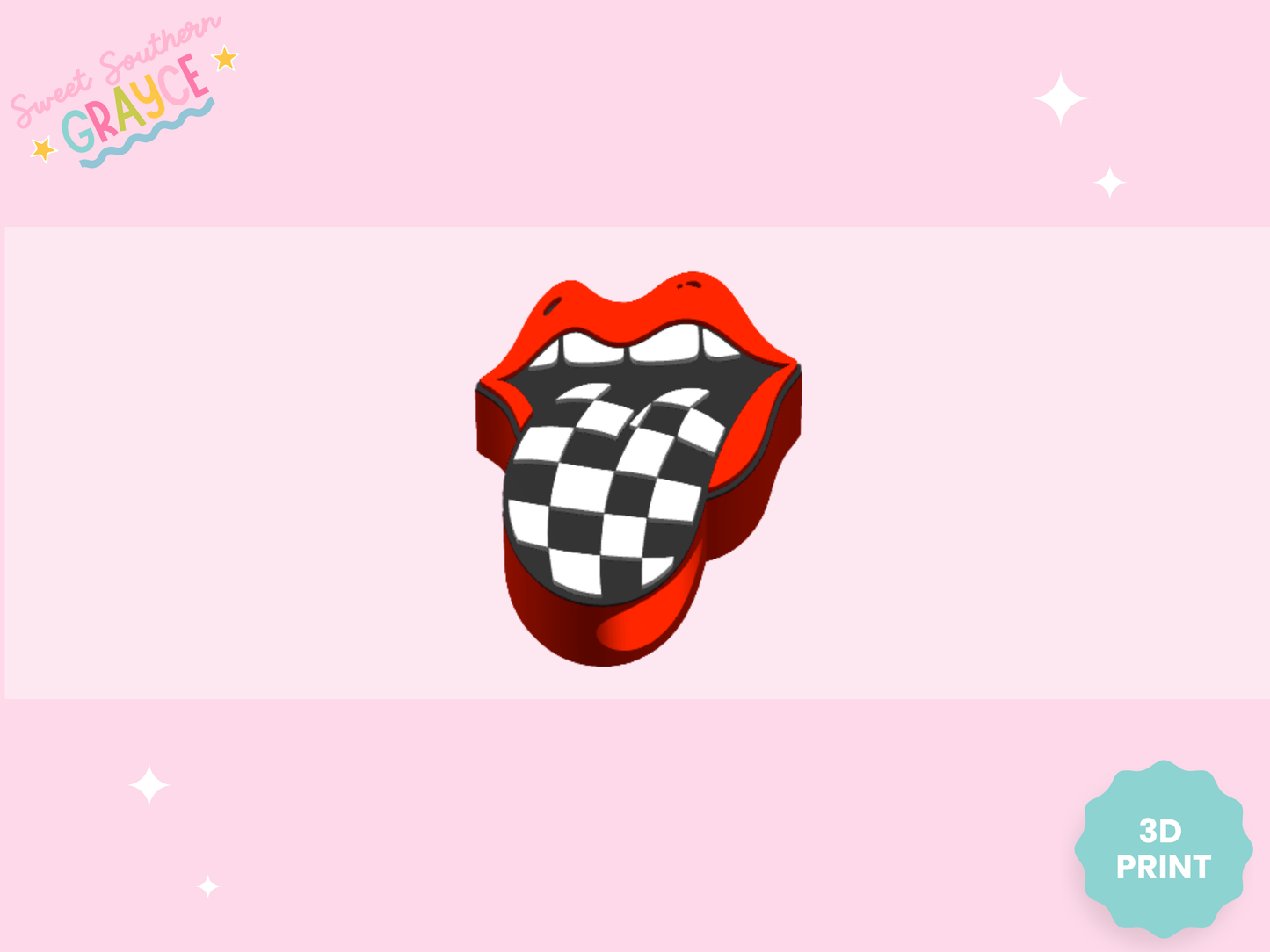 3D STRAW TOPPER- CHECKERED TOUNGE