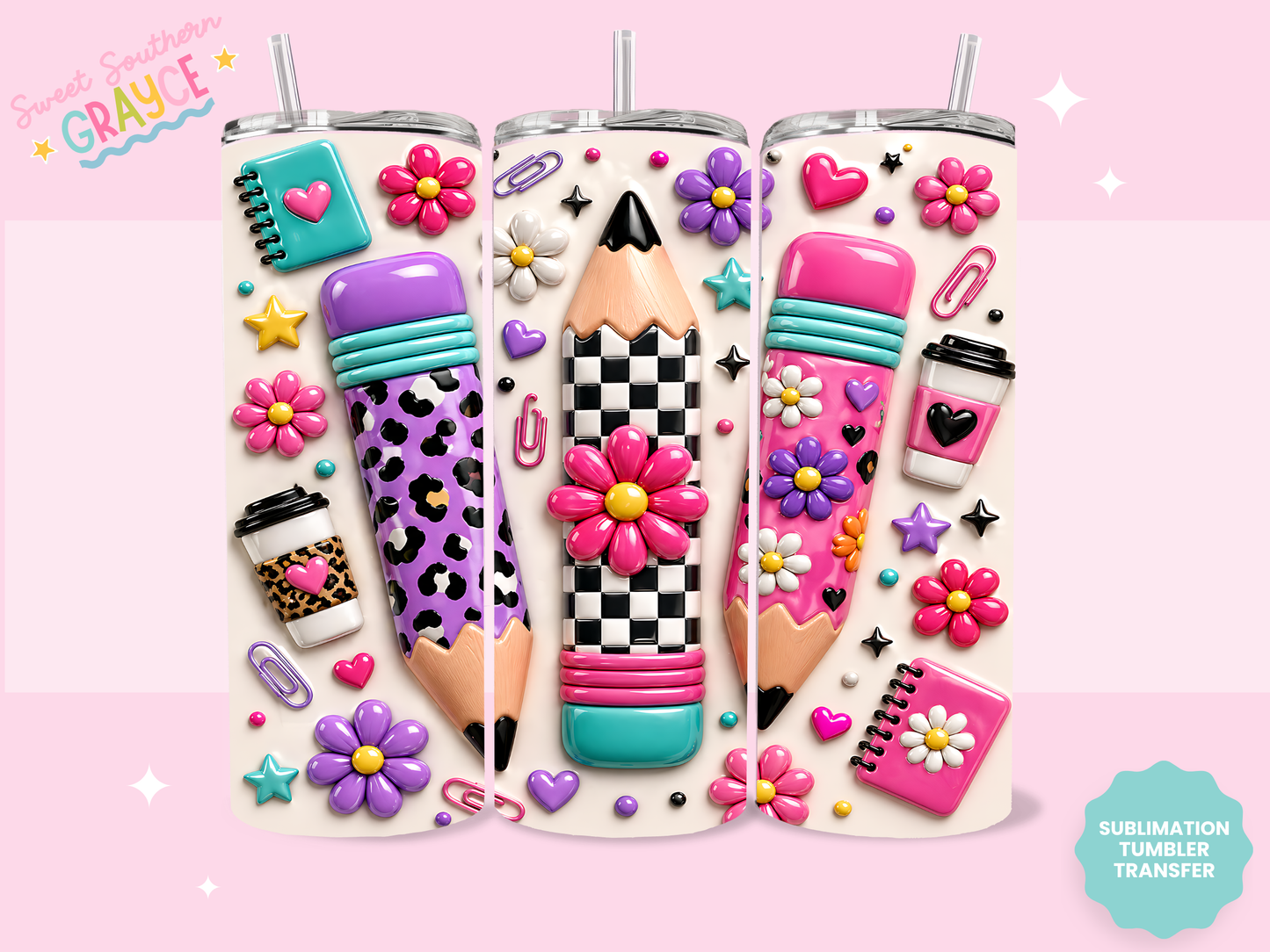 20oz SUBLIMATION TRANSFER- PUFFY PENCILS