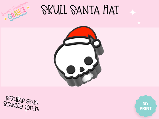 3D STRAW TOPPER- SKULL SANTA HAT
