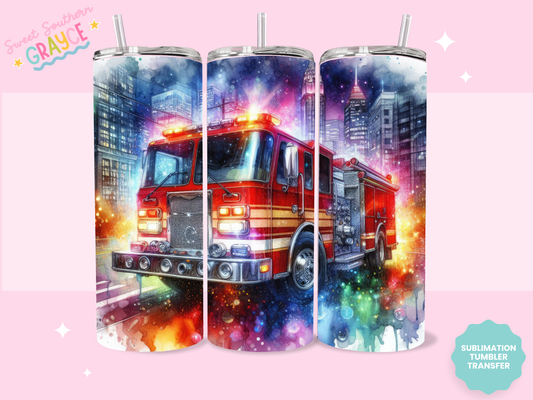 20oz SUBLIMATION TRANSFER - VIBRANT FIRE TRUCK