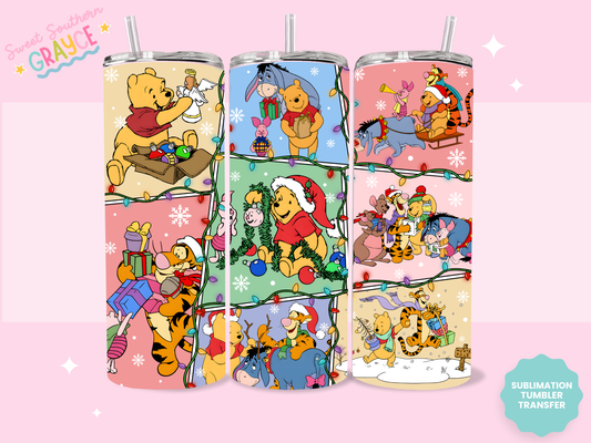 20oz SUBLIMATION TRANSFER - HONEY BEAR AND FRIENDS CHRISTMAS