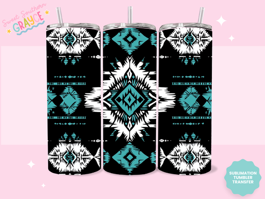 20oz SUBLIMATION TRANSFER - BLACK AZTEC