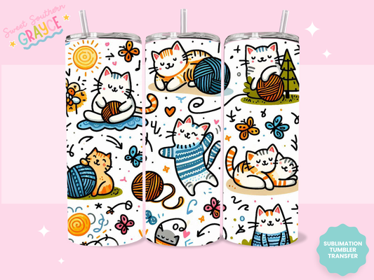 20oz SUBLIMATION TRANSFER - KITTIES AND YARN