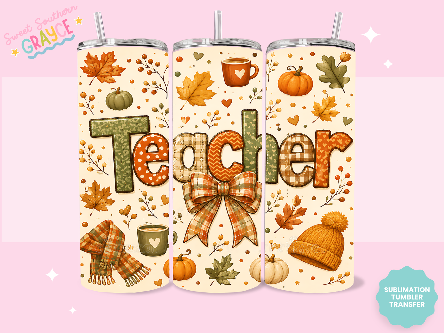 20oz SUBLIMATION TRANSFER- FALL TEACHER