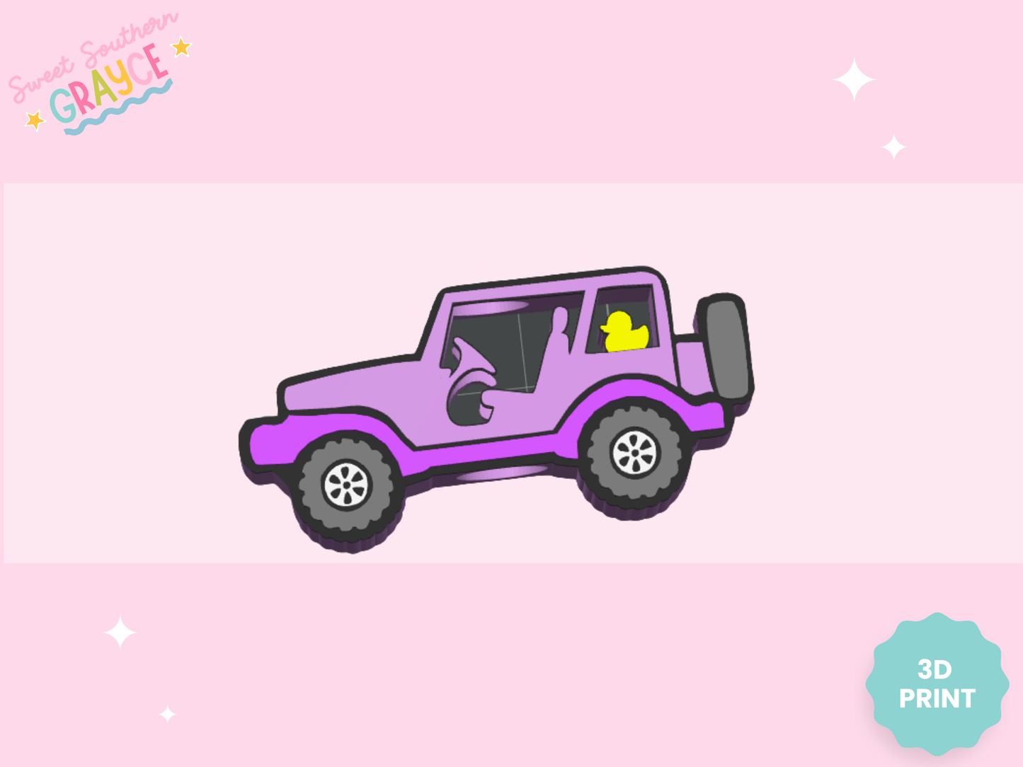 3D STRAW TOPPER- OFFROAD CAR WITH DUCK